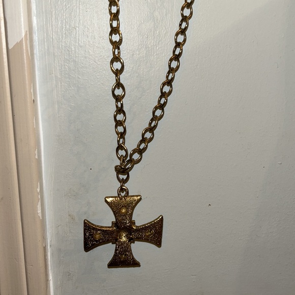 Gold Biker cross necklace.. it makes a STATEMENT! - Picture 4 of 5